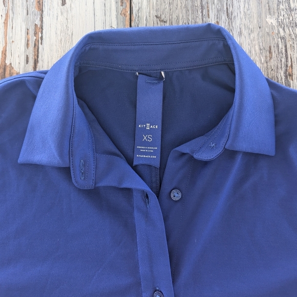 Kit and Ace Cropped Button Up Blouse Blue Women's XS - Picture 5 of 8